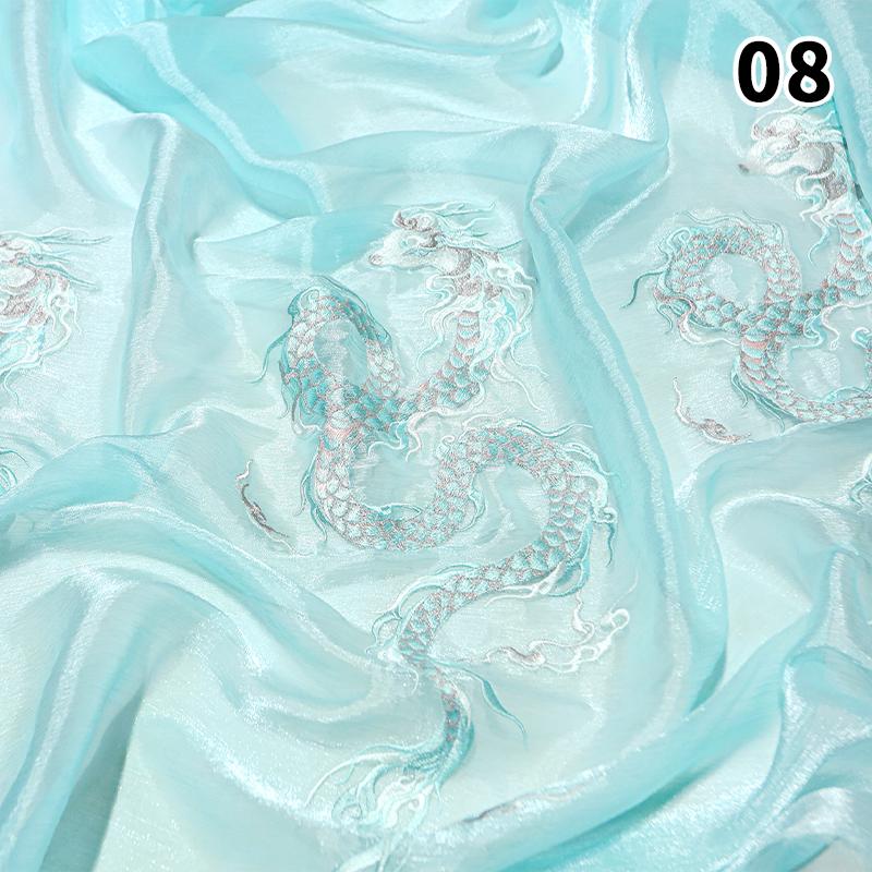 50*150cm Chinese Style Dragon Embroidery Fabric 30D Ink Gradient Designer Fabric DIY Sewing Hanfu Dress Cheongsam Cloth Costume
