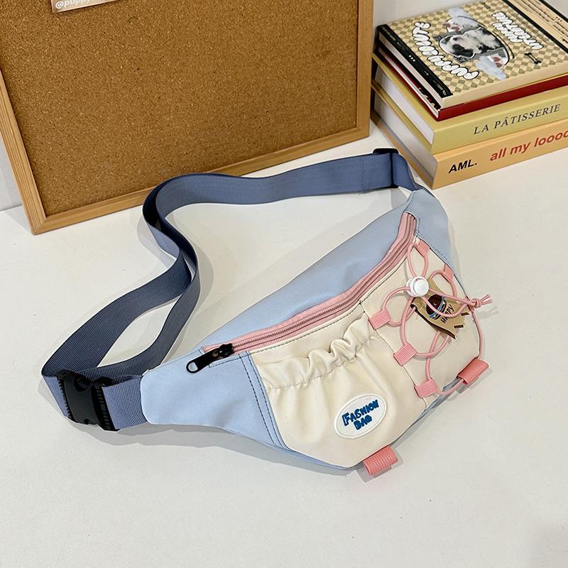 Japanese Cute Contrasting Colors High-value Breast Bag Women's Niche Design Drawstring Messenger Bag Girl Versatile Sports Diagonal Span Bag