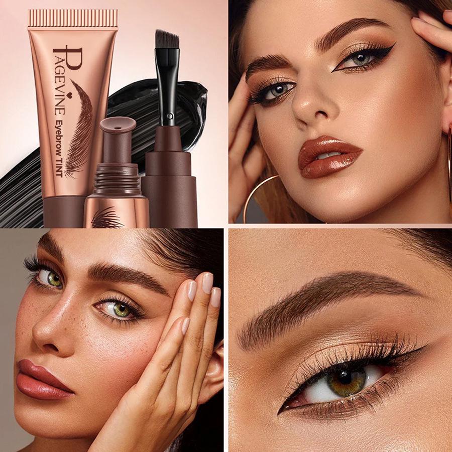 Cross-Border PAGE VINE Peel-Off Waterproof Eyebrow Gel Tint - Semi-Permanent, Smudge-Proof Eyebrow Dye Pencil.