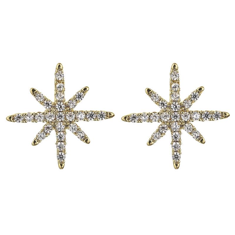 Elegant Starlight Zirconia Stud Earrings: 925 Sterling Silver Gold Accessories