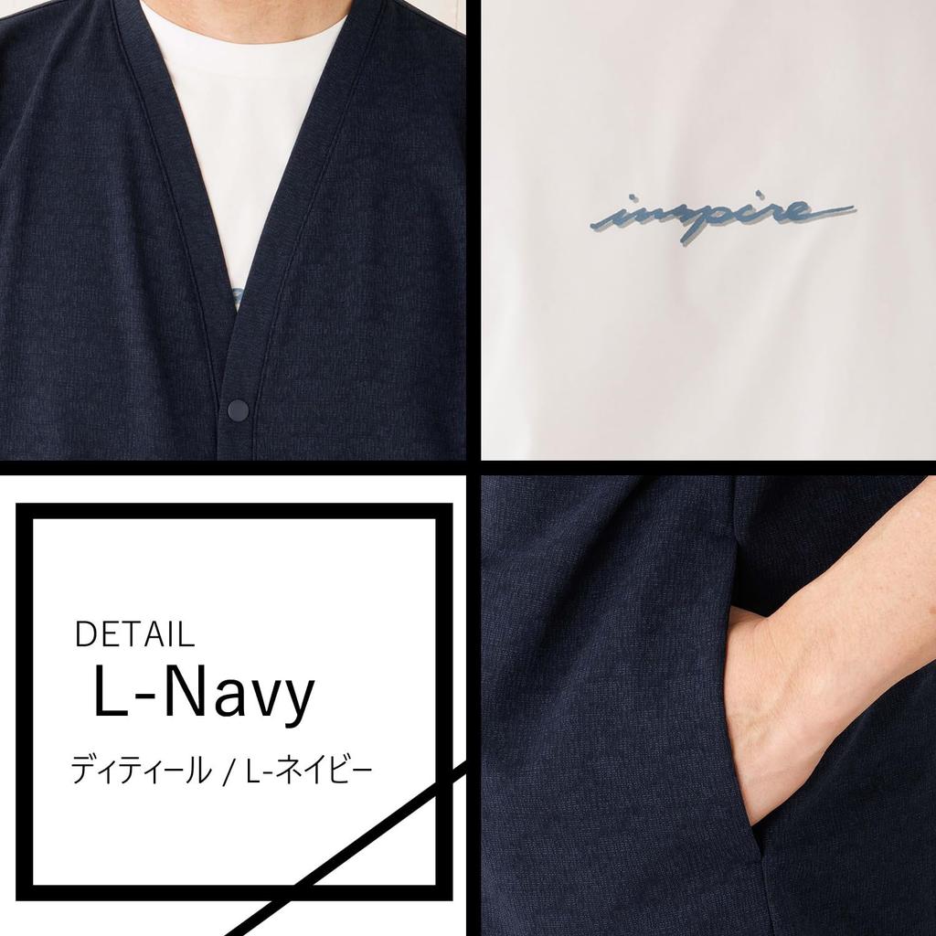 INSPIRE and Cardigan Short Sleeve and Cool to the with Day Size L Men's T-Shirt Set, 5/8 Sleeve, Touch, Moisture-Wicking, Quick-Drying, Casual,