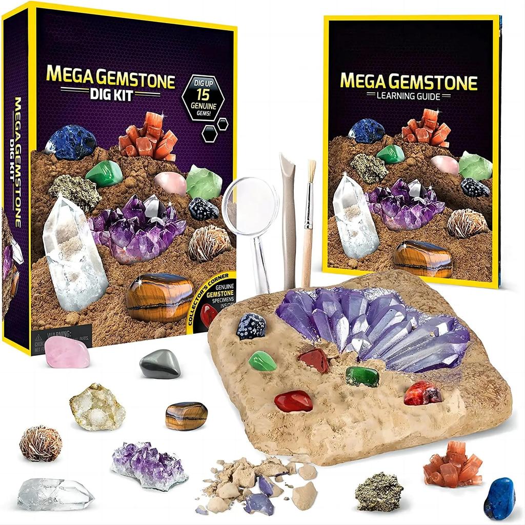 / Kit de Fouille Mega Pierres Précieuses - Creusez et découvrez un ensemble de jouets à creuser des pierres précieuses et des cristaux, jouet éducatif pour enfant, kit d'extraction de cristaux, cadeau pour enfants