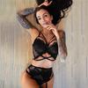 Ensemble de Lingerie Sexy pour femmes, sous-vêtements de soutien-gorge sans fil, grande taille, avec jarretelles, nouvelle collection, M-3XL