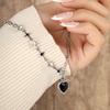 Y2K Fashion Peach Heart Water Drop Pendant Necklace Women Black Crystal Egirl Sweet Cool Punk Clavicle Chain Aesthetic Zircon