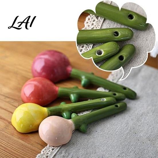Keukengerei Cadeauset 4 Stuks Bloemen Maatlepels Set Keramische Stapelbare Bekers