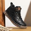 Men's High-top Casual Leather Shoes Handmade Plush Shoes Casual Shoes Autumn and Winter Plus Size 39-47