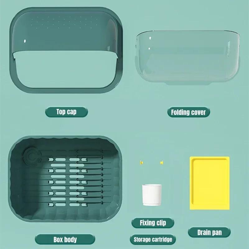 4 Color Kitchen Dishware Storage Rack Drain Board Chopsticks Organizer Box with Lid Plastic Material Household Dish Drying Racks