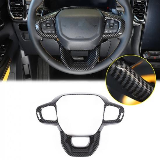 ABS Carbon fiber Interior Steering Wheel Cover Trim For Ford Ranger -24