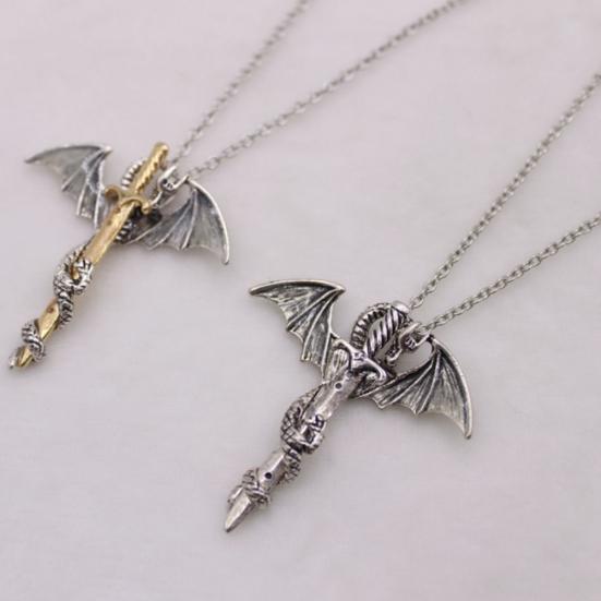 Punk Uomo Glow In The Dark Pendente Spada Drago Collana a Catena Gioielli da Festa Regalo