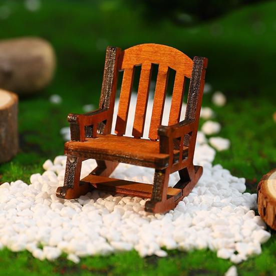 Mini Rocking Chair Ornament 1:12 Scale Premium Synthetic Wood Lightweight Miniature Furniture Fairy Garden Photography Props