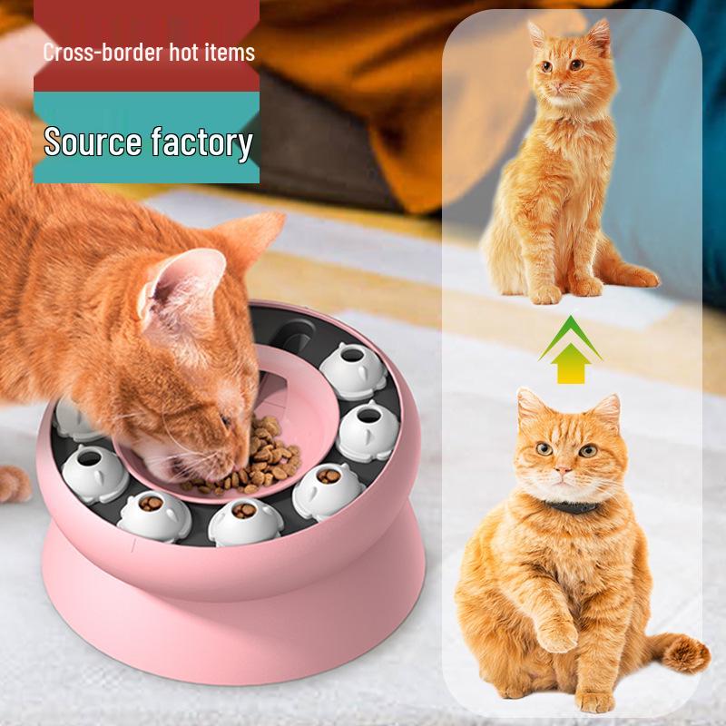 New Rotating Slow Feeder Cat Bowl Puzzle Toy