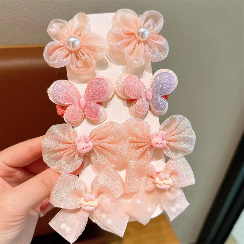 Summer candy - colored flower hair clips for girls, fairy tulle bang clips with bows,cute princess hair accessories,chic&lovely.