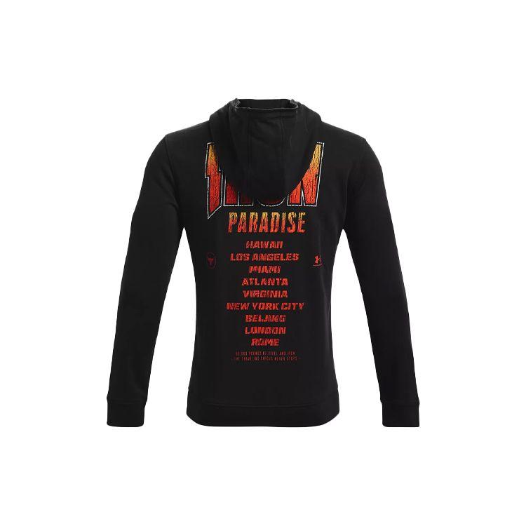 Under Armour Project Rock Graphic Print Zip Hoodie Jacket Men Outerwear Black 1361749-001