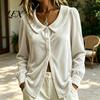 Button Down Shirts Fall Winter Women Velvet Shirt, Regular Fit Long Sleeve Autumn Shirt Top, Soft Solid Color Lapel Collar Blouse for Lady Breathable