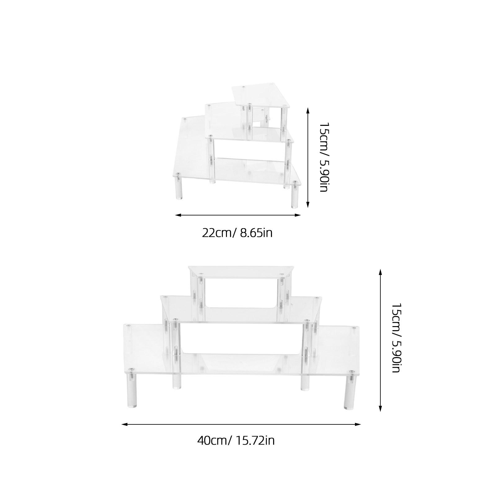 Multilayer Acrylic Display Shelf Clear Trapezoidal Structure for Action Figures Collectibles Cosmetics прозрачный