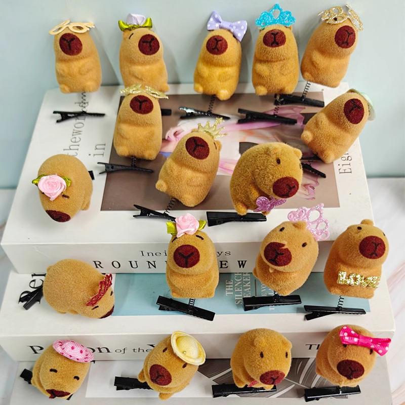10-100PCS Cartoon Funny Capybara Hairpin 3D Kapibala Plush Hair Pins Cute Animal Headwear Hair Accessories Party Favor Gifts