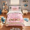 2/3Pcs Pink Aesthetic Bad Btch Energy Duvet Cover Set (1 Duvet Cover & 1/2 Pillowcase) Soft BAD Bedding Set for Bedroom Decor