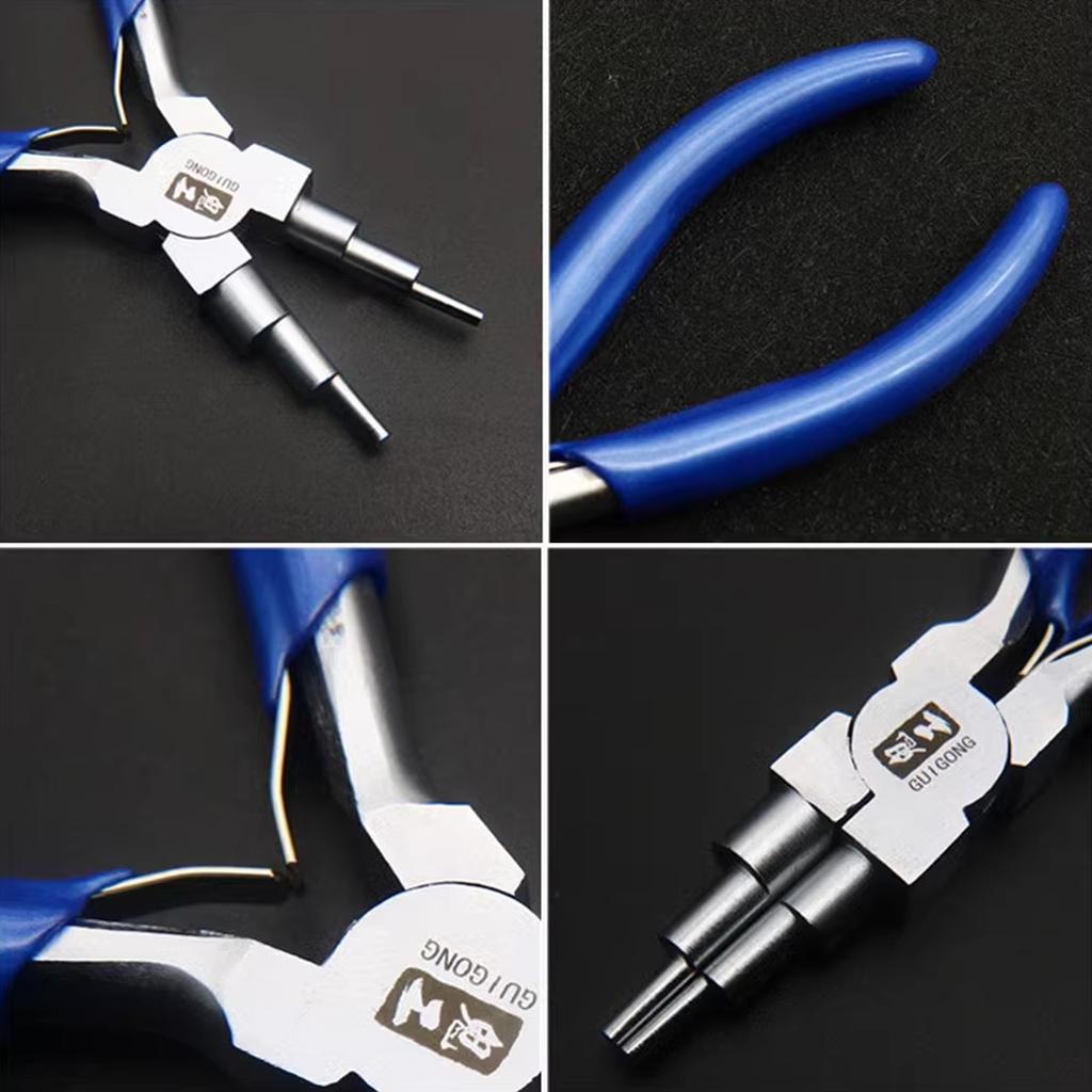 6-in-1 Round Nose Jewelry Plier, DIY Gold Wire Looping Forming Pliers with Non-Slip Handle for 2.5-9mm Loops and Jump Rings