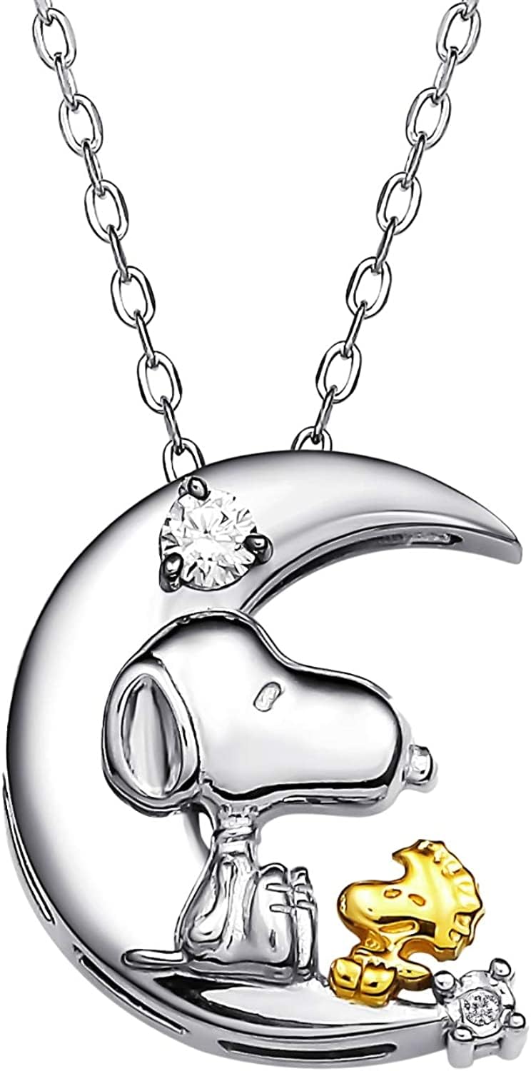 

70th Anniversary World Diamond Silver Necklace [characters memorabilia] [Snoopy/SNOOPY] (Moon) [Item]