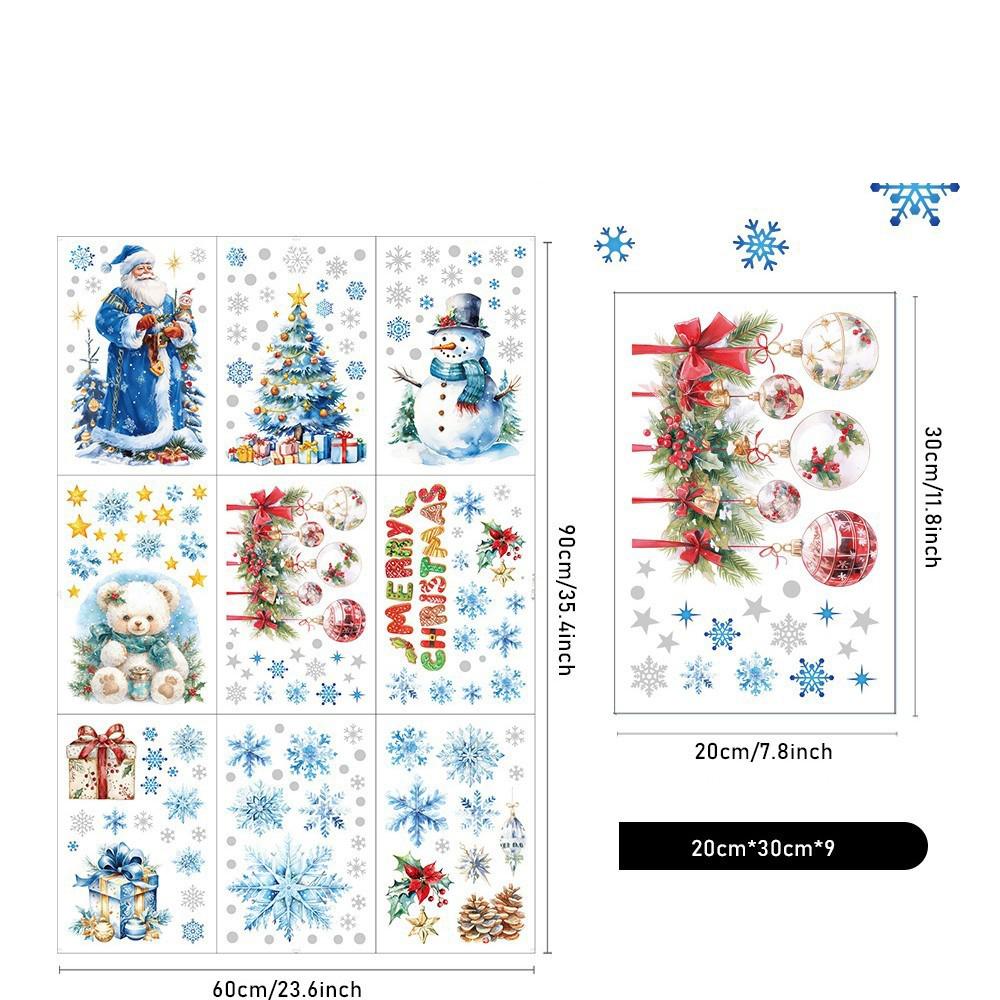 

Креативные рождественские наклейки на окна 3D статические Санта Клаус подарочная коробка снежинка домашний декор праздничные наклейки на стекло для праздника as pic