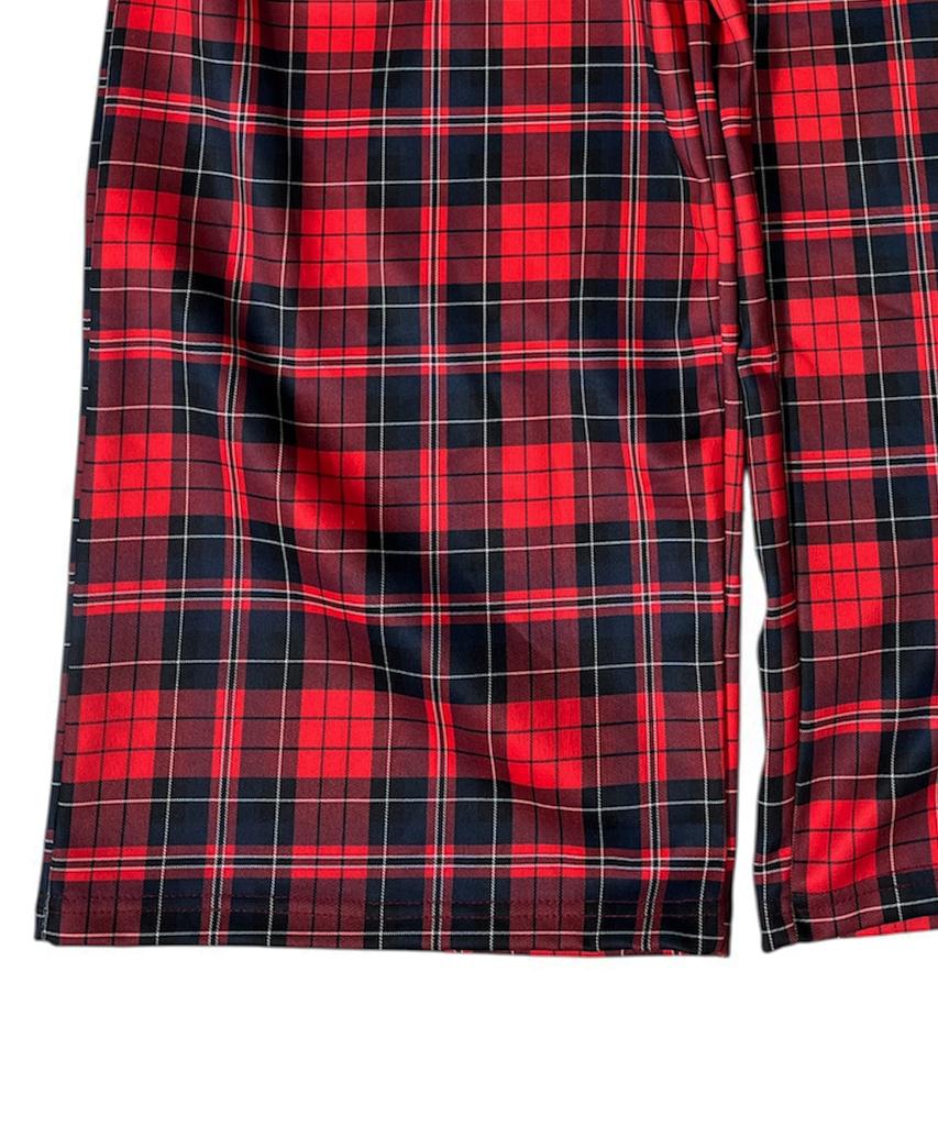 SK8ER ROCK Punk Cross Check Wide Pants ((Red))
