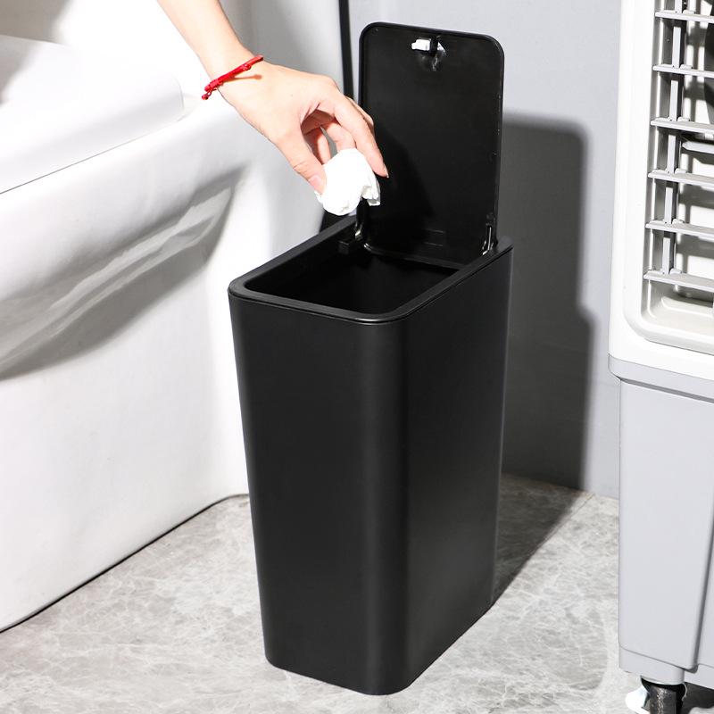 Press-Type Large Capacity Trash Can with Lid for Living Room, Kitchen, Bathroom, or Toilet - Hands-Free Operation