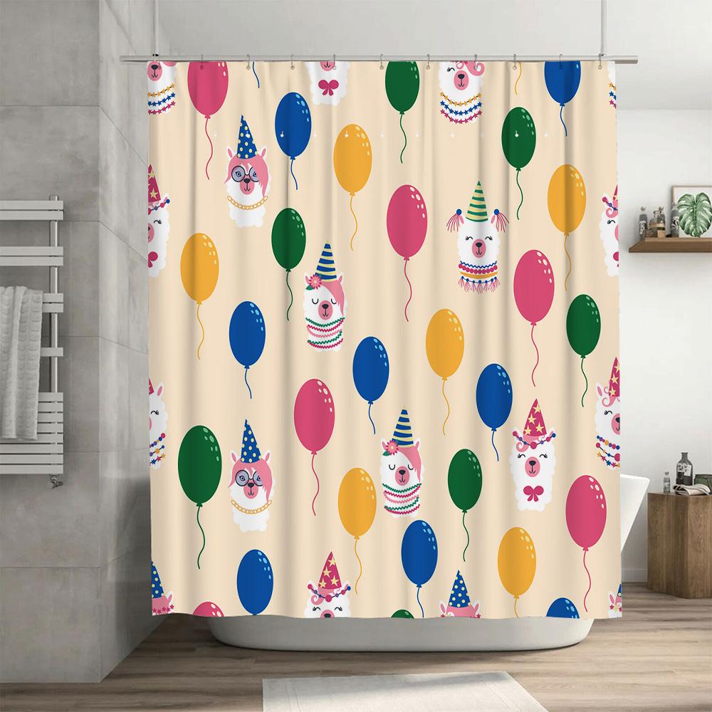 Party Animal Party Balloon Shower Curtain for Bathroom Decor