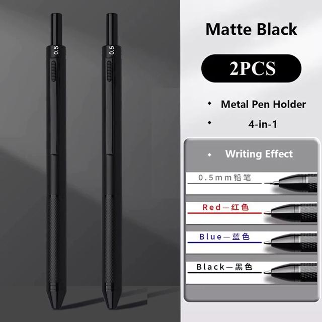 4 In 1 Multicolor Metal Ballpoint Pens 3 Colors Ball Pen 1 Mechanical Pencil For School Office Writing Supplies Stationery