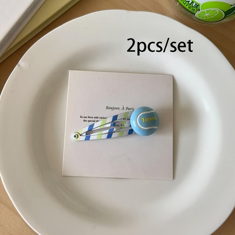 

2 шт./набор Заколки для волос в виде теннисных мячей Милые Прекрасные Заколки Разноцветные С принтом Боковые Заколки Шпилька Женские Аксессуары для волос