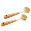 Long-Handle Natural Coconut Palm Pot Brush for Non-Stick Dishwashing.