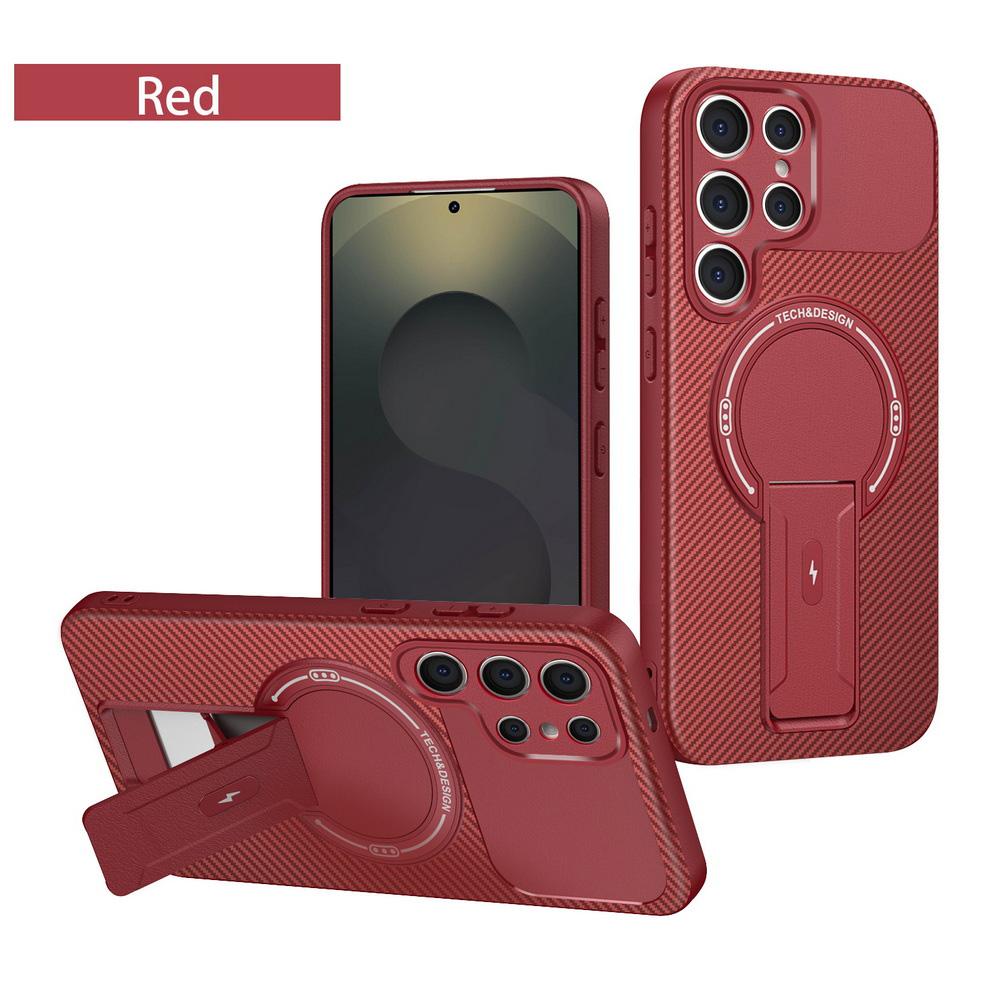 Carbon Fiber Invisible Stand Holder Magnetic Case for Samsung S25 Ultra S25 Edge Galaxy S24 FE A17 A16 A06 A26 A16 A15 A05 Cover