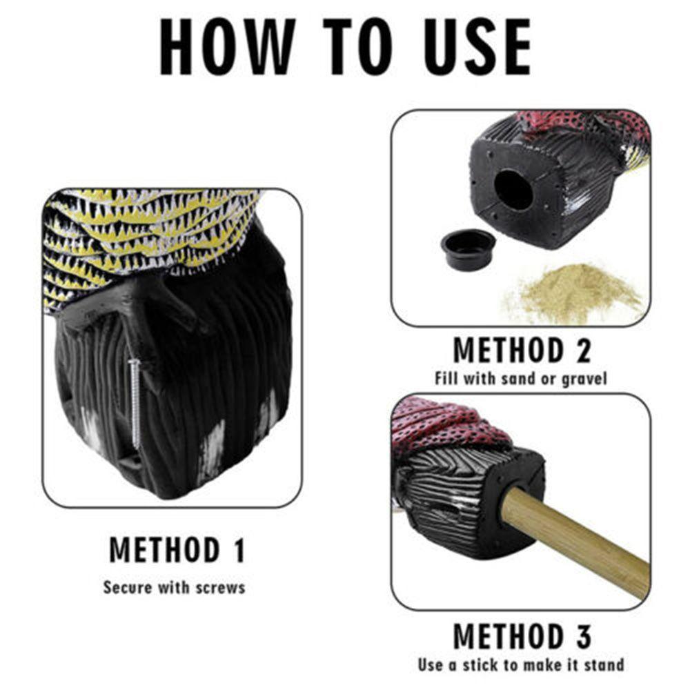 Realistic Fake Owl Decoy with Rotating Head - Black & Yellow Striped Bird Deterrent Sculpture for Garden, Yard, and Outdoor Use, Garden Bird Deterrent