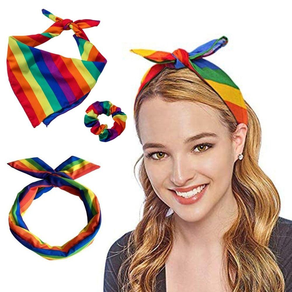 

Hair Hoop Rainbow Hair Tie Coloured Girls Hair Rings Cat Collar Rainbow Turban Hair Band Party hair ring