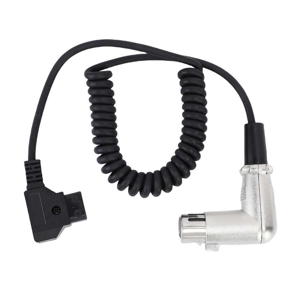 XLR Right Angle Power Coiled Cable D Tap B Male To 4 Pin for DSLR Camcorder Camera