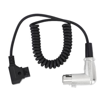 Cabo Coiled de Alimentação XLR em Ângulo Reto D-Tap Macho B para Câmera de Vídeo DSLR