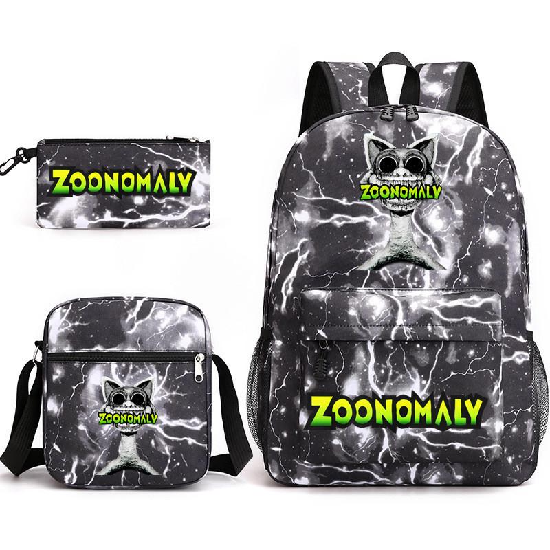 Deformed Zoo School Bag Male and Female Students Three-piece Large Capacity Backpack