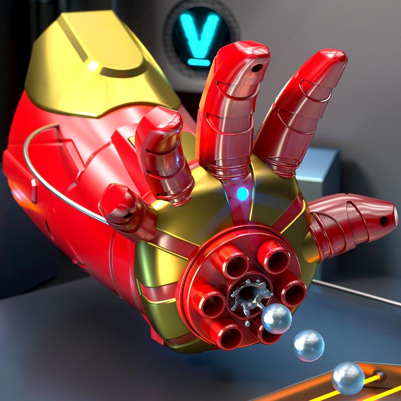 Iron Hero Electric Repeater Children'S Toy, Water Bomb Mechanical Glowing Arm, Wearable
