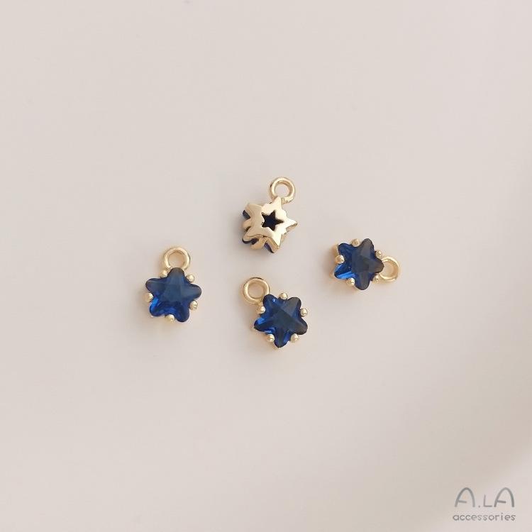 Colorful Pentagram Zircon Birthstone & Lucky Stone 14K Gold-Filled Pendant Charm with Long-Lasting Color.