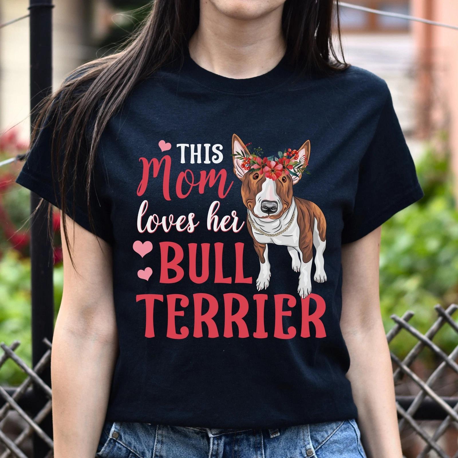 This mom loves her bull terrier Unisex t-shirt gift Bullterrier mama tee L