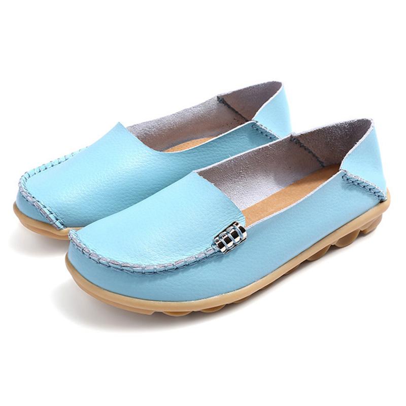 Flat Shoes Women Slip On Shoes For Women's Moccasins Genuine Leather Loafers Women Flats Ladies Shoes Plus Size Sapato Feminino