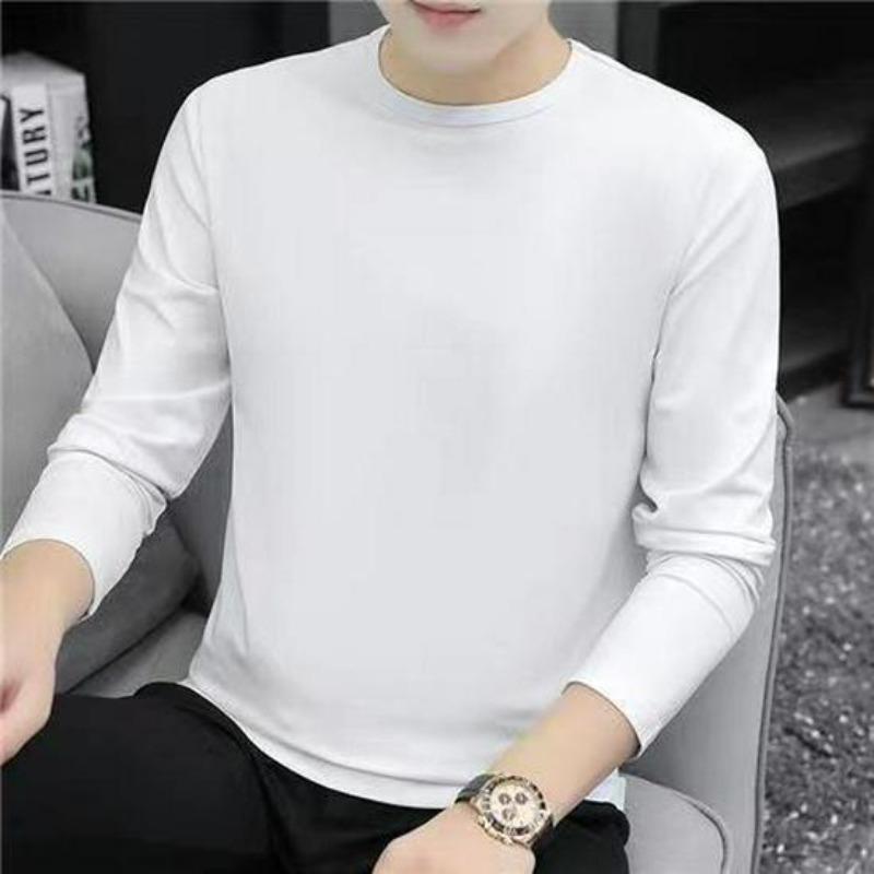 Herren Langarmshirts im koreanischen Stil, einfarbig, lässiges T-Shirt - Herbst/Winter Rundhals-Pullover