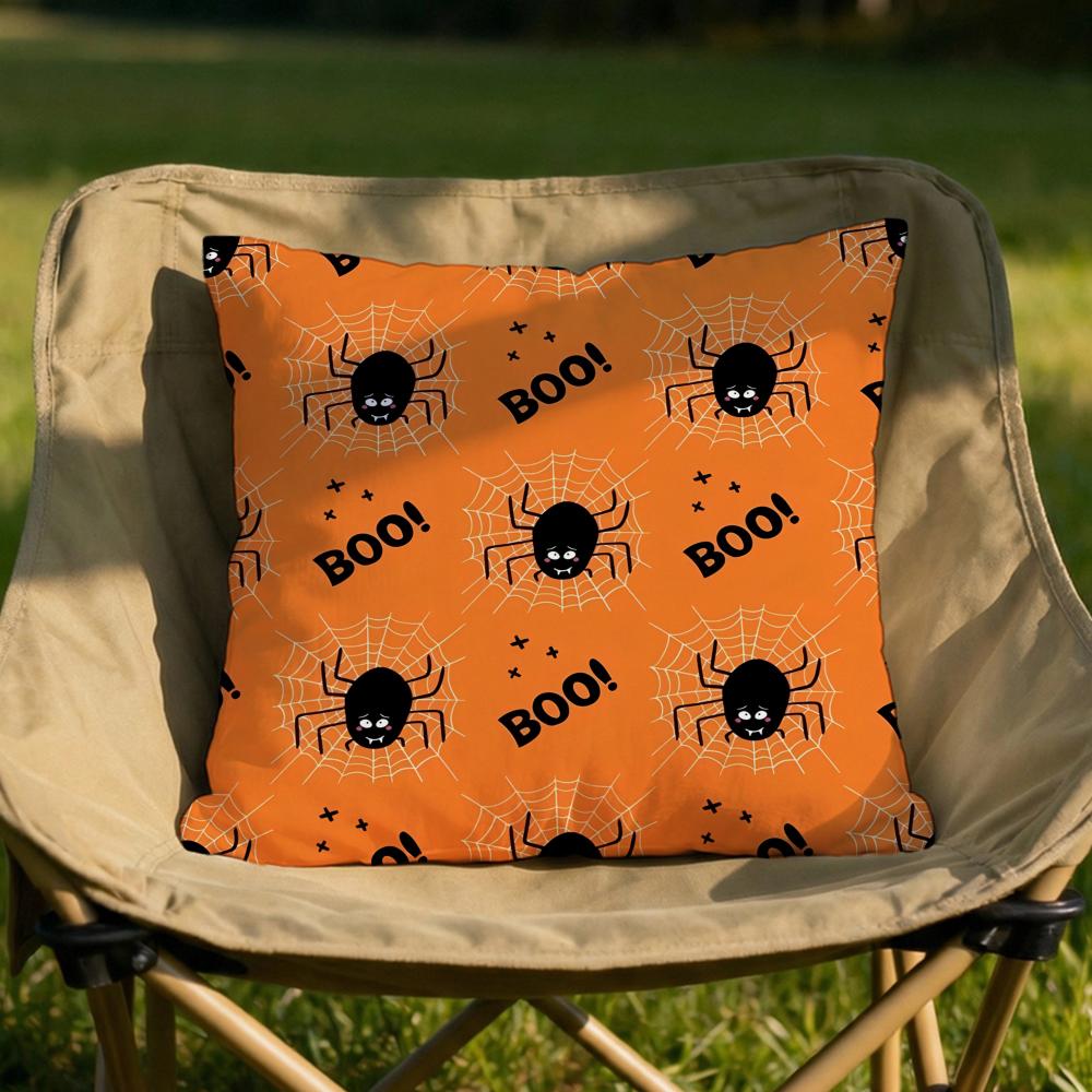 Happy Halloween Spider Web Cushion Cover Soft Reversible  Durable Pillow Cover  MultiScene Use for Home  Car Daily Comfort