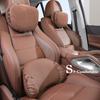 For Mercedes-Benz BMW Double Layer Suede&Leather Neck Pillow Memory Foam Headrest Lumbar Support Cushion Car Interior Accessory