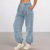 Women's Fashionable Solid Color Pocket Drawstring Elastic Waist Plush Casual Pants