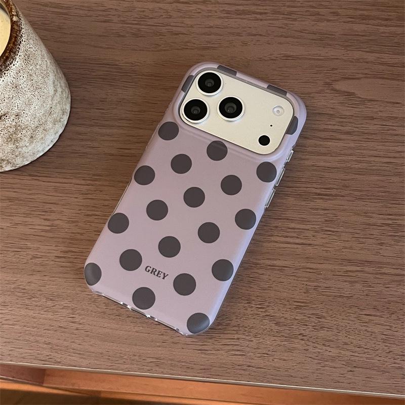 

Korean Style Polka Dot Color Block iPhone 17 Pro Max Dual Layer Frosted Case 17ProMax