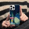 Cute T-Totoroes Silver Gradient Pleated Water Ripple Phone Case for IPhone 17 16 15 14 13 12 11 Pro Max