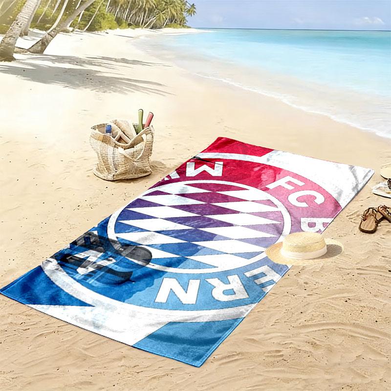 FC Bayern Munchen Print Beach Towel, Large Soft Quick Dry Towel for Beach Camping Swimming