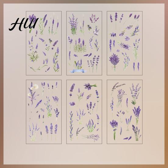 Floral Plant Decals 6 Sheets/Set Natural Flower Scrapbook Stickers, Waterproof PVC Plants Decals, Hand-painted Stickers Transparent Decorative for DIY
