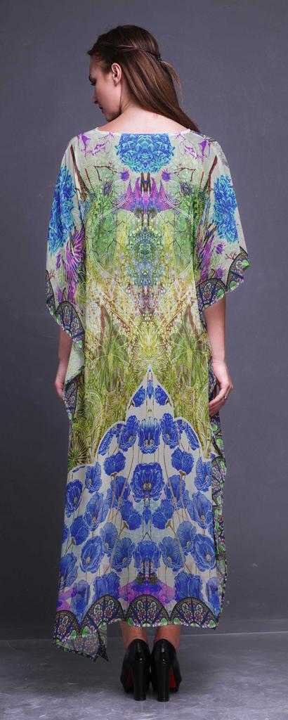 Phagun Circle|Floral & Wheel Ethnic Womens Long Beach Kaftan Beachwear Bikini Coverup Maxi