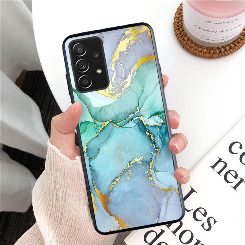 Green Blue Purple Marble Phone Case for Samsung Galaxy A13 A22 A12 A32 A71 A11 A21S A33 A52 A72 A51 A50 A70 A31 M31